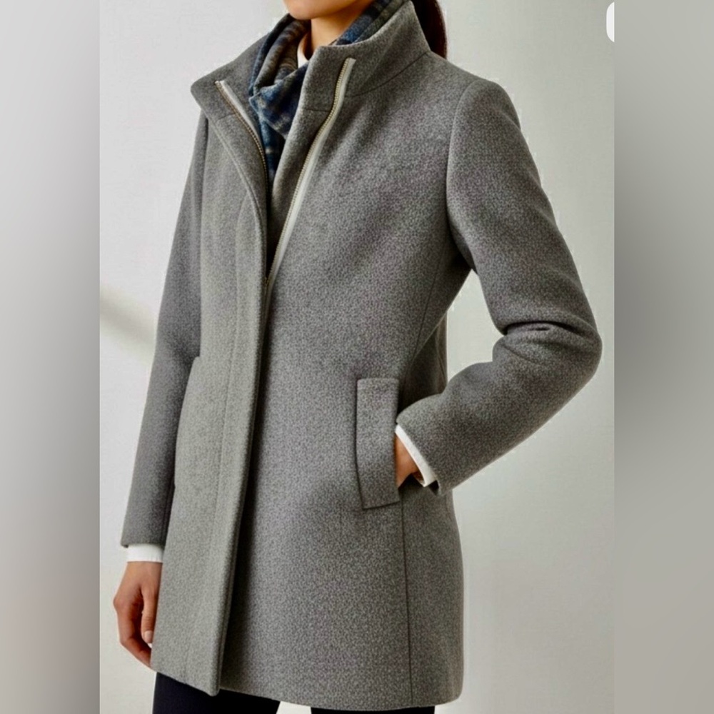 *New J Crew Mercantile Wool Blend City Coat Gray SZ 10 *